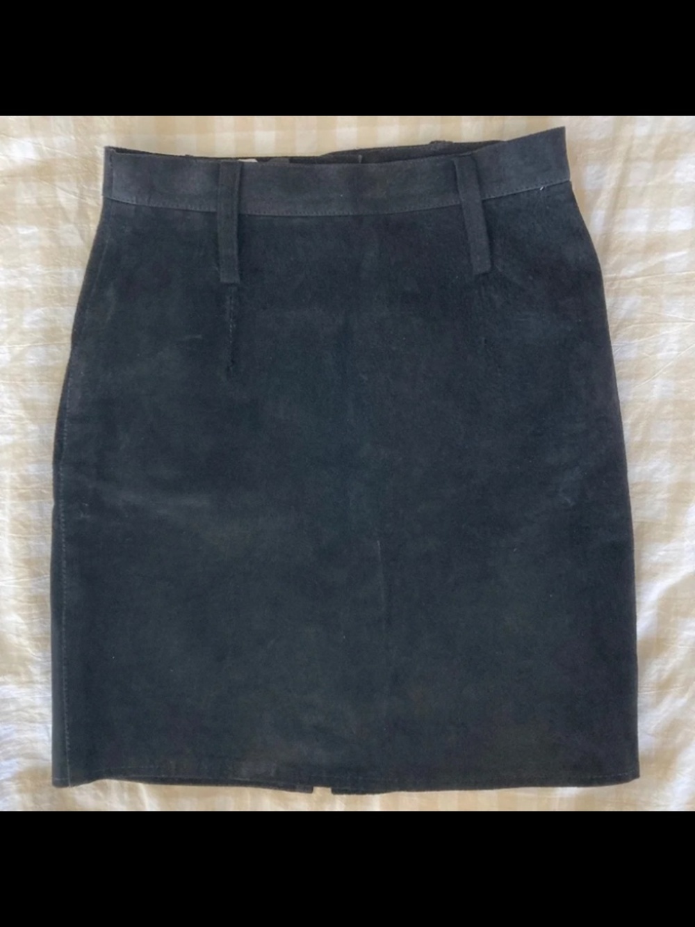 Vintage real leather black skirt